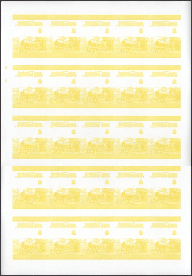 Saint Vincent Locomotives (1st series) 60c Yellow Stage Progressive Color Proof Pane
