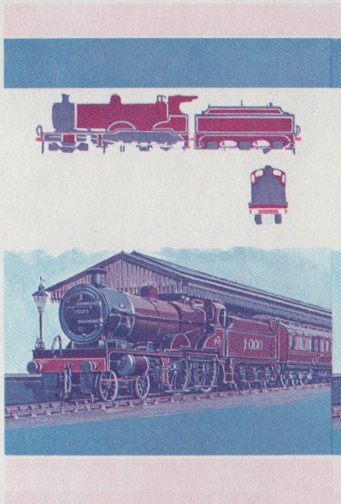 Saint Vincent Locomotives (1st series) 75c Blue-Red Stage Progressive Color Proof Pair