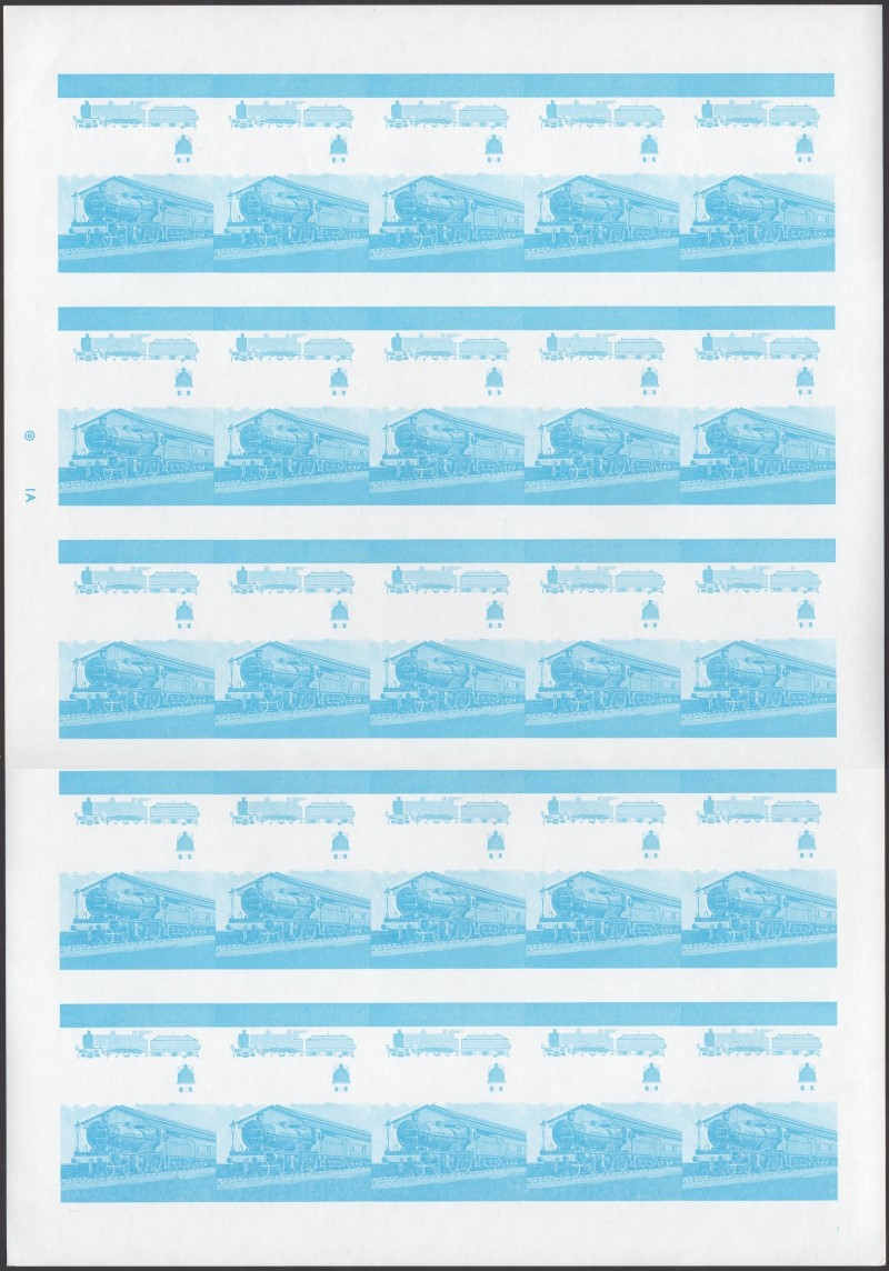 Saint Vincent Locomotives (1st series) 75c Blue Stage Progressive Color Proof Pane