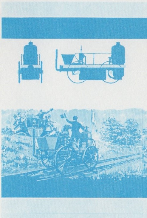 Saint Vincent Locomotives (2nd series) $2 Blue Stage Progressive Color Proof Pair