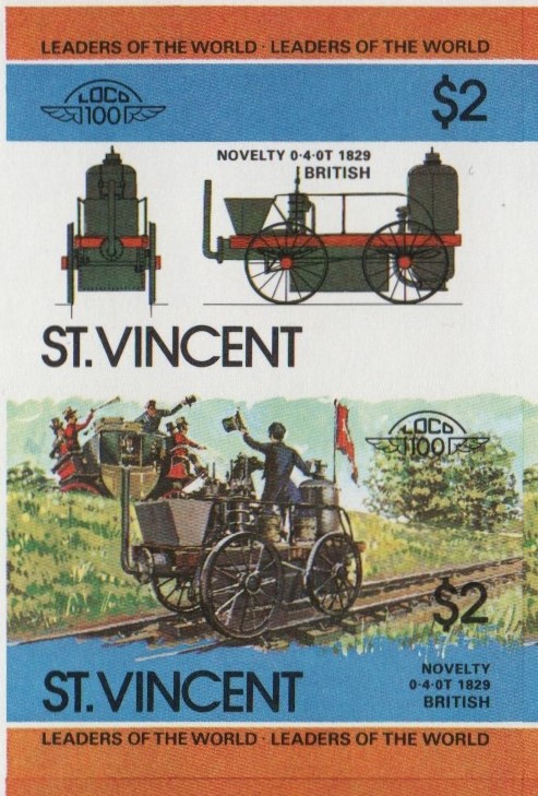 Saint Vincent Locomotives (2nd series) $2 1829 Novelty 0-4-0T Final Stage Progressive Color Proof Stamp Pair