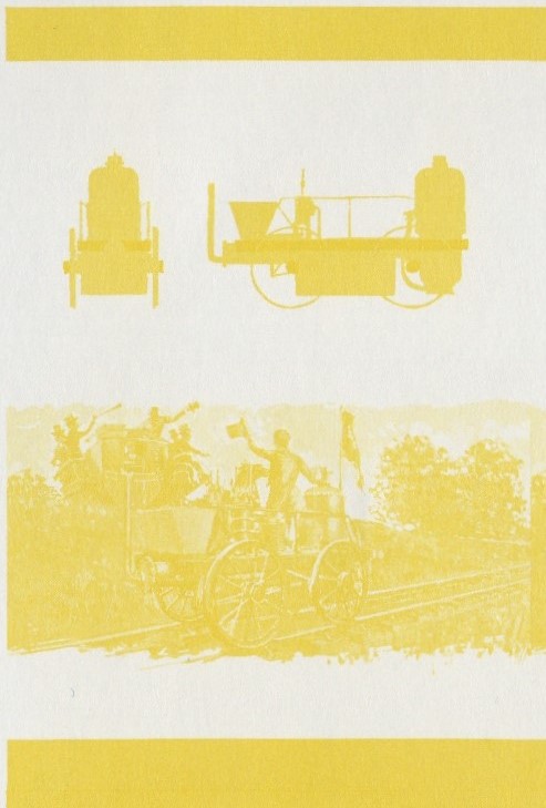 Saint Vincent Locomotives (2nd series) $2 Yellow Stage Progressive Color Proof Pair