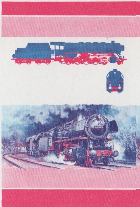Saint Vincent Locomotives (2nd series) $3 Blue-Red Stage Progressive Color Proof Pair