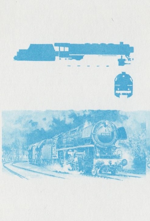 Saint Vincent Locomotives (2nd series) $3 Blue Stage Progressive Color Proof Pair