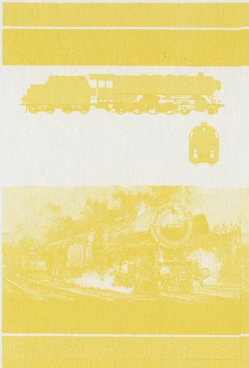 Saint Vincent Locomotives (2nd series) $3 Yellow Stage Progressive Color Proof Pair
