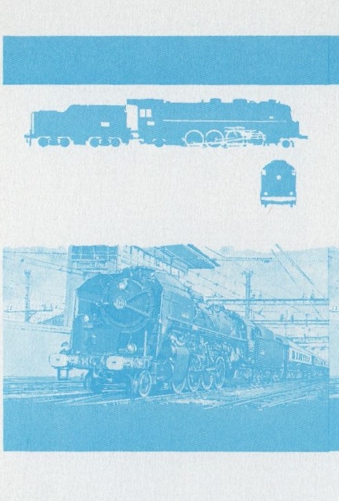 Saint Vincent Locomotives (2nd series) 1c Blue Stage Progressive Color Proof Pair