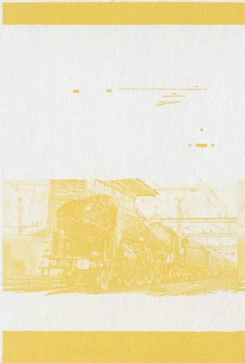 Saint Vincent Locomotives (2nd series) 1c Yellow Stage Progressive Color Proof Pair