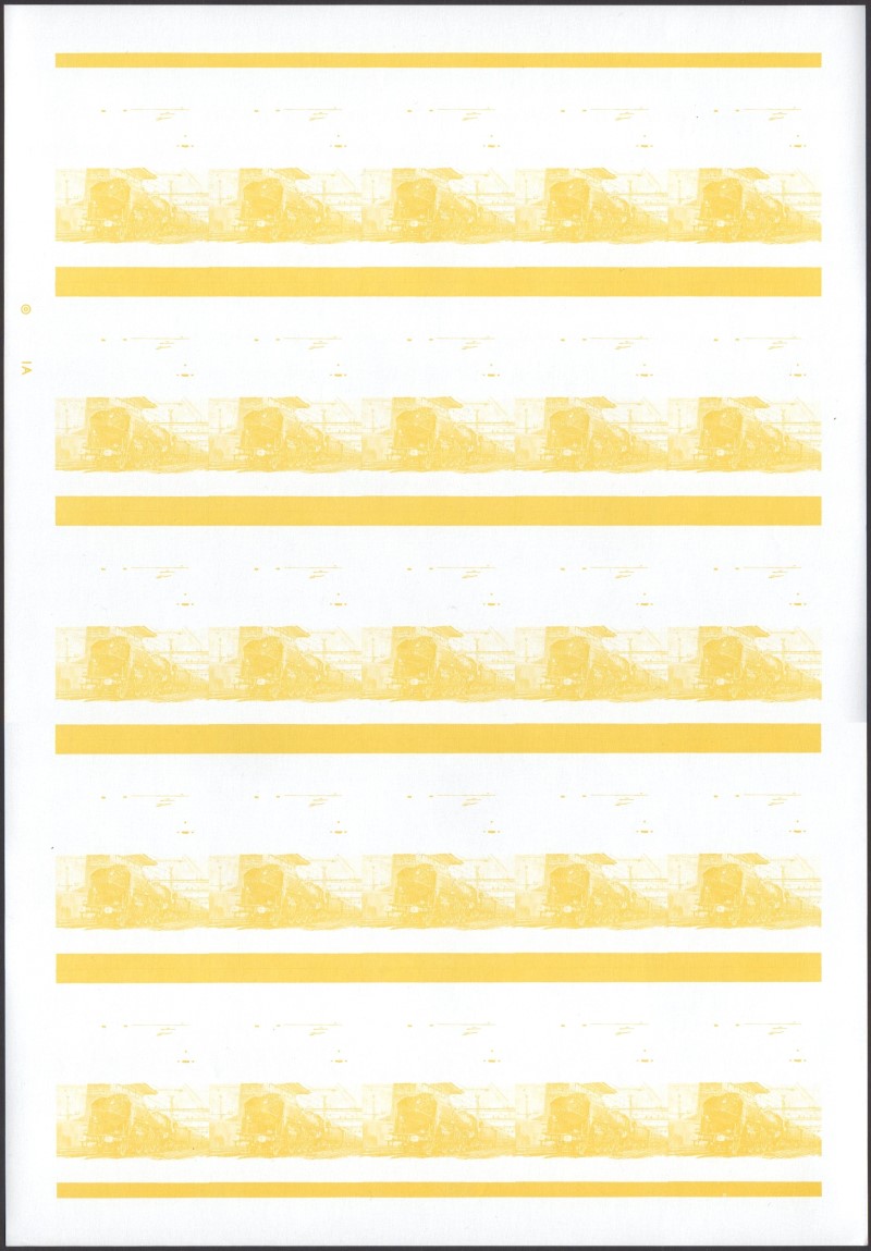 Saint Vincent Locomotives (2nd series) 1c Yellow Stage Progressive Color Proof Pane