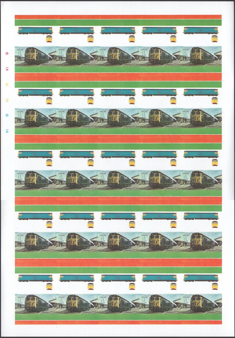Saint Vincent Locomotives (2nd series) 2c All Colors Stage Progressive Color Proof Pane