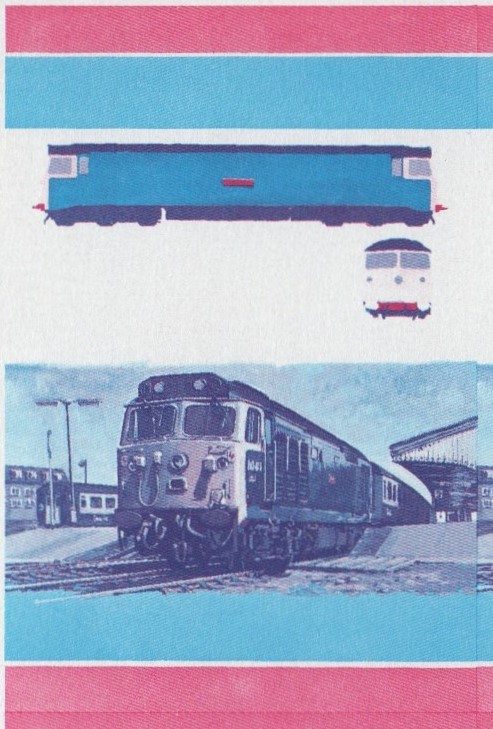 Saint Vincent Locomotives (2nd series) 2c Blue-Red Stage Progressive Color Proof Pair