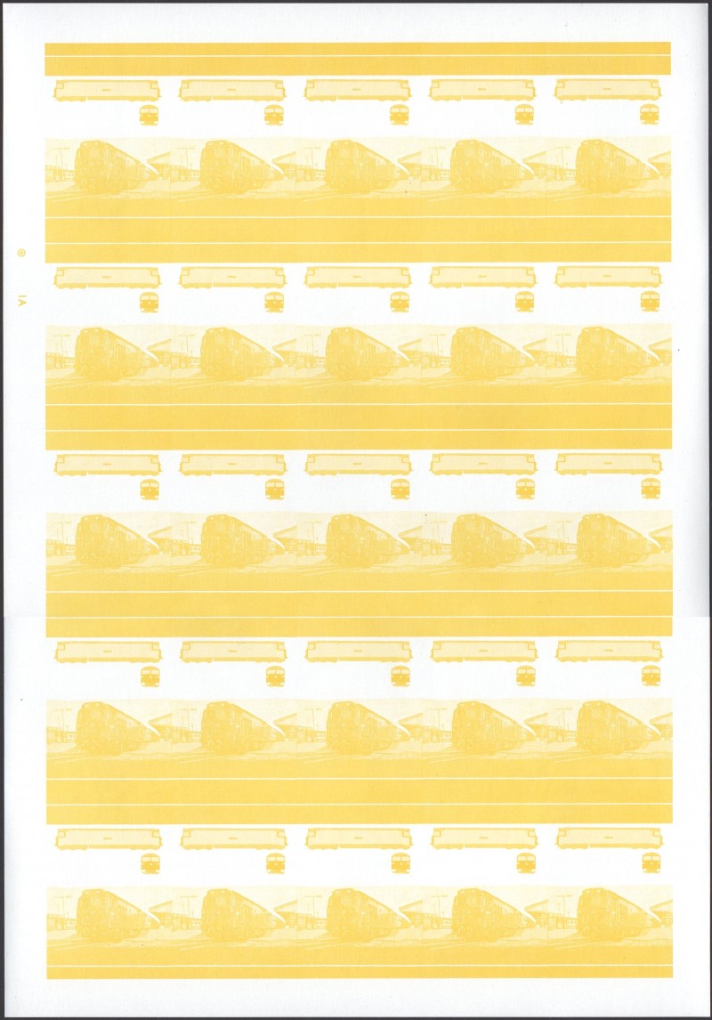 Saint Vincent Locomotives (2nd series) 2c Yellow Stage Progressive Color Proof Pane