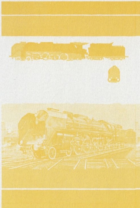 Saint Vincent Locomotives (2nd series) 3c Yellow Stage Progressive Color Proof Pair