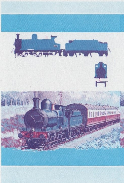 Saint Vincent Locomotives (2nd series) 50c Blue-Red Stage Progressive Color Proof Pair