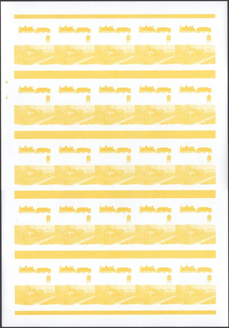 Saint Vincent Locomotives (2nd series) 50c Yellow Stage Progressive Color Proof Pane