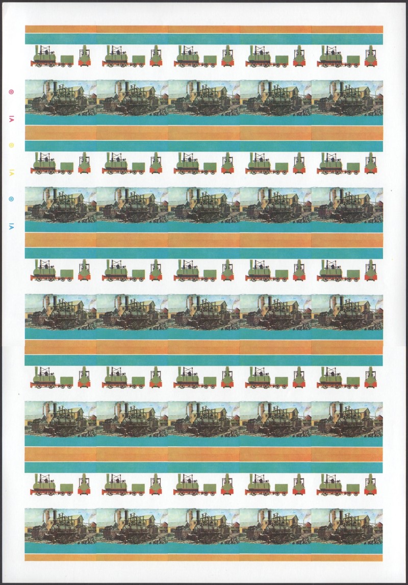 Saint Vincent Locomotives (2nd series) 75c All Colors Stage Progressive Color Proof Pane