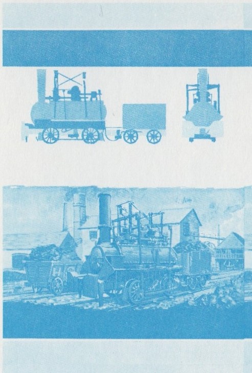 Saint Vincent Locomotives (2nd series) 75c Blue Stage Progressive Color Proof Pair
