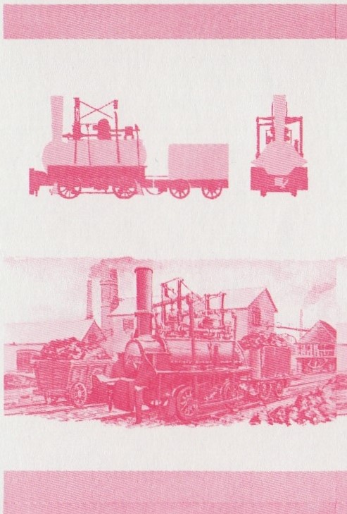 Saint Vincent Locomotives (2nd series) 75c Red Stage Progressive Color Proof Pair
