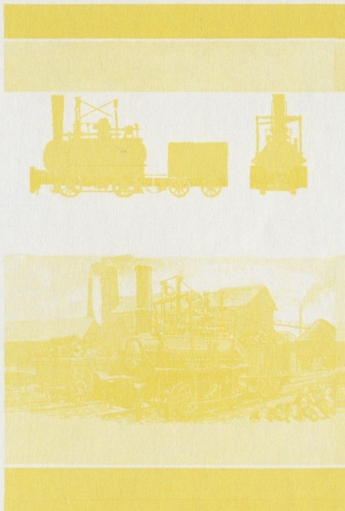 Saint Vincent Locomotives (2nd series) 75c Yellow Stage Progressive Color Proof Pair