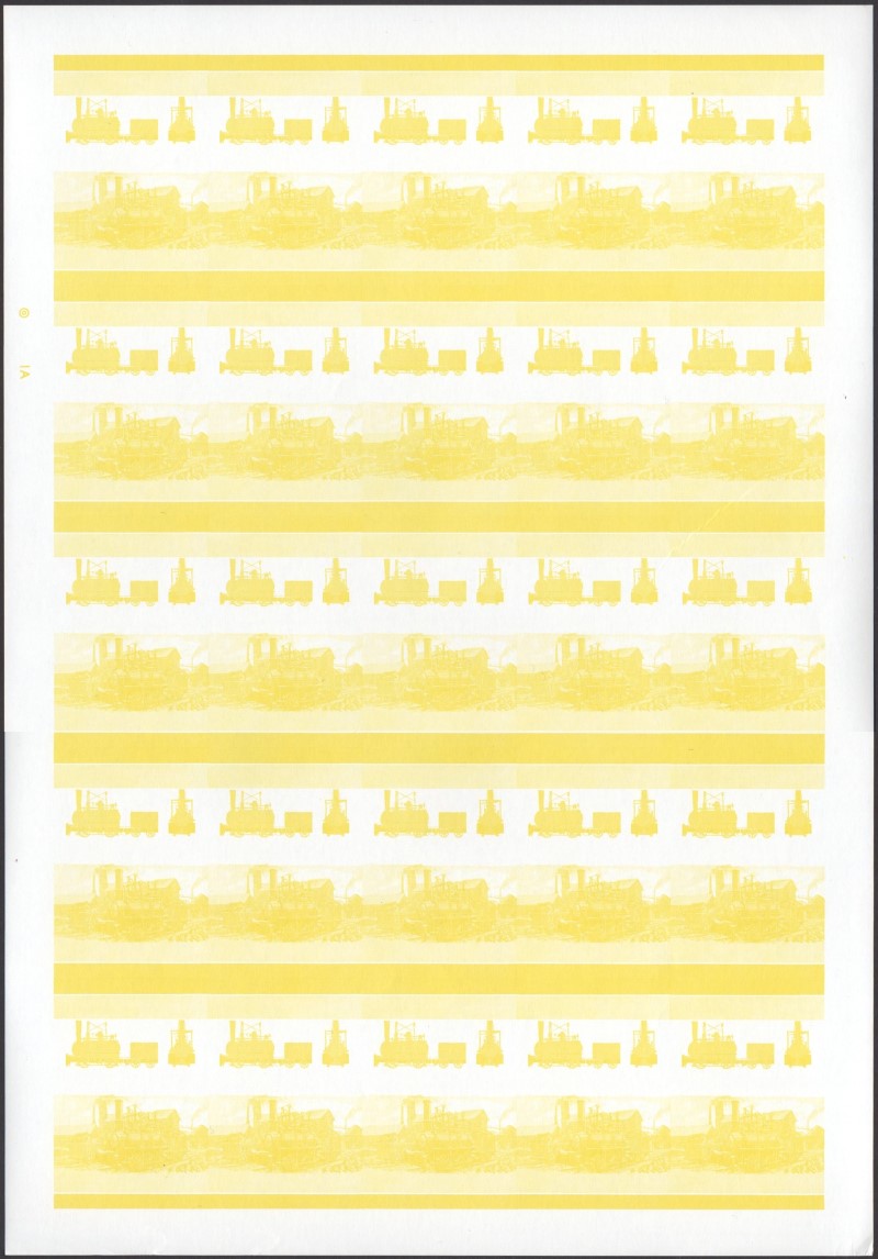 Saint Vincent Locomotives (2nd series) 75c Yellow Stage Progressive Color Proof Pane