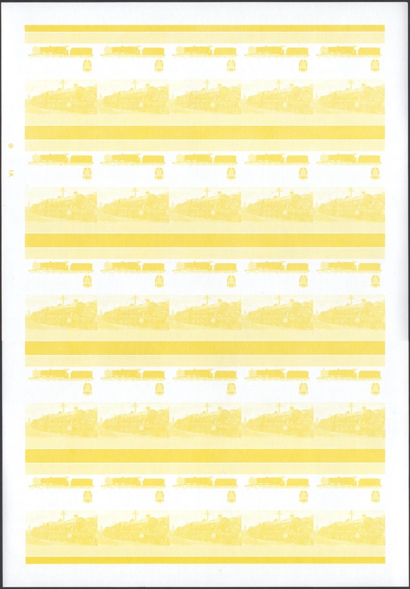 Saint Vincent Locomotives (5th series) 30c Yellow Stage Progressive Color Proof Pane