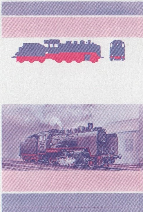 Saint Vincent Locomotives (5th series) 75c Blue-Red Stage Progressive Color Proof Pair