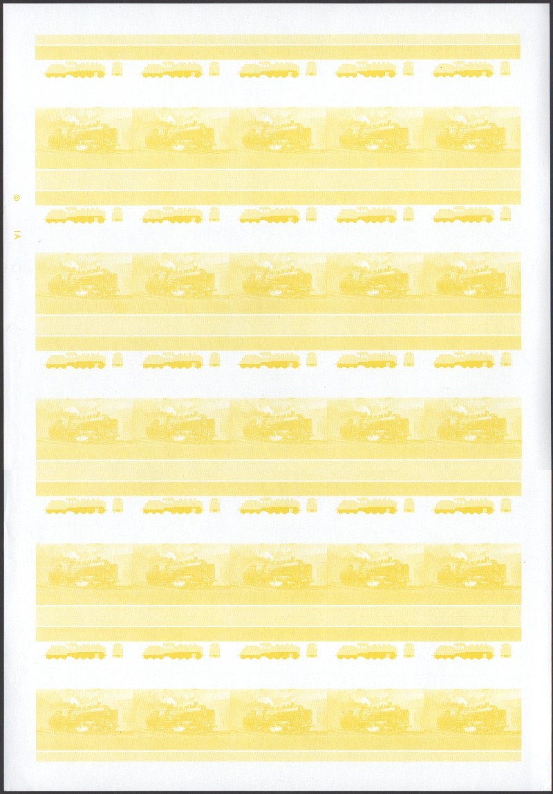 Saint Vincent Locomotives (5th series) 75c Yellow Stage Progressive Color Proof Pane