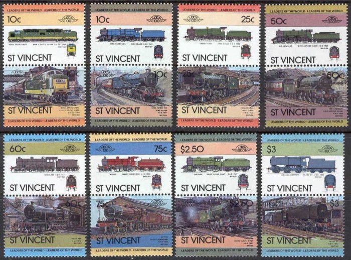 1983 Saint Vincent Leaders of the World, Locomotives (1st series) Stamps