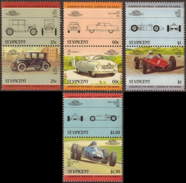 1985 Saint Vincent Leaders of the World, Automobiles (4th series) Stamps
