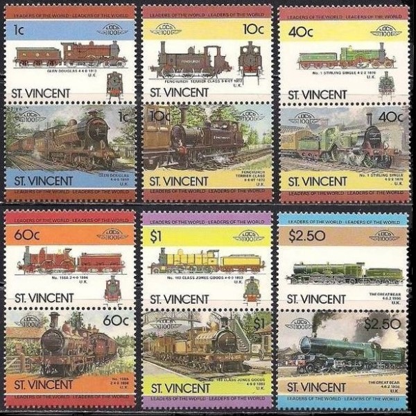 1985 Saint Vincent Leaders of the World, Locomotives (4th series) Stamps