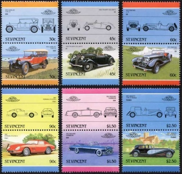 1986 Saint Vincent Leaders of the World, Automobiles (5th series) Stamps