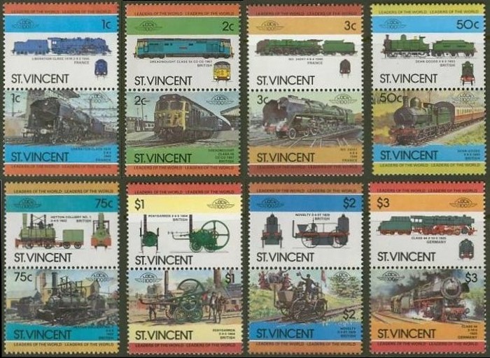 1984 Saint Vincent Leaders of the World, Locomotives (2nd series) Stamps