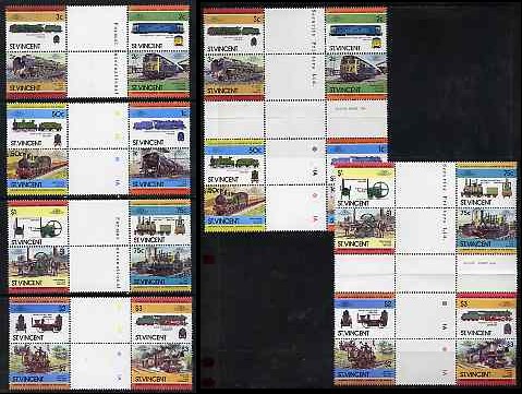1984 Saint Vincent Leaders of the World, Locomotives (2nd series) Gutter Pair Stamps
