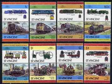 1984 Saint Vincent Leaders of the World, Locomotives (2nd series) SPECIMEN Overprinted Stamps