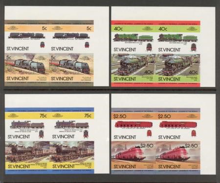 1984 Saint Vincent Leaders of the World, Locomotives (3rd series) Imperforate Stamps