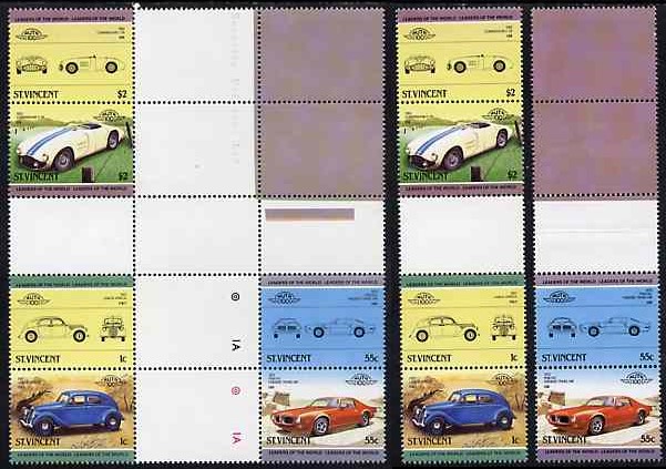 1985 Saint Vincent Leaders of the World, Automobiles (3rd series) Gutter Pair Stamps