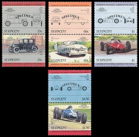1985 Saint Vincent Leaders of the World, Automobiles (4th series) Original SPECIMEN Overprinted Stamp