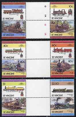 1985 Saint Vincent Leaders of the World, Locomotives (4th series) Gutter Pair Stamps