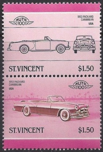 1986 Saint Vincent Leaders of the World, Automobiles (5th series) Missing Blue Color Error Stamp