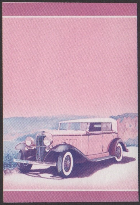 Funafuti 2nd Series 1c 1932 Nash Special Eight Convertible Automobile Stamp Blue-Red Stage Color Proof