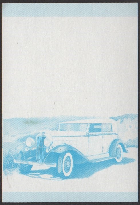 Funafuti 2nd Series 1c 1932 Nash Special Eight Convertible Automobile Stamp Blue Stage Color Proof