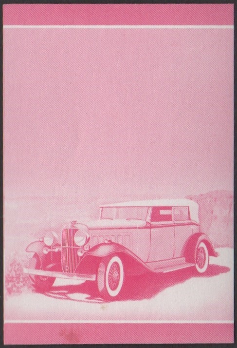 Funafuti 2nd Series 1c 1932 Nash Special Eight Convertible Automobile Stamp Red Stage Color Proof