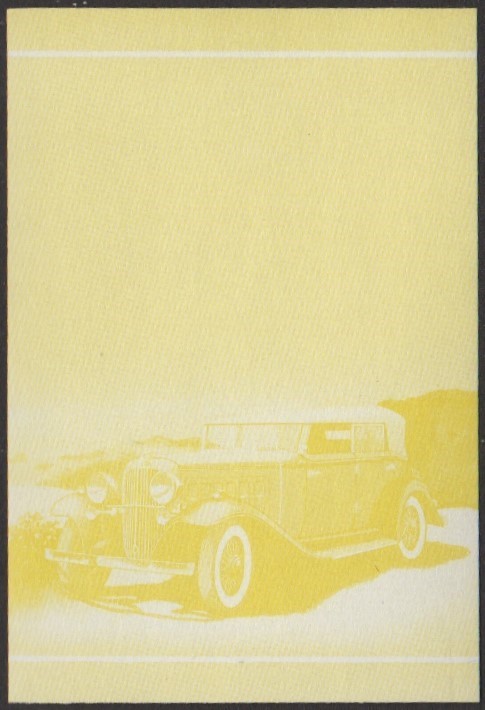 Funafuti 2nd Series 1c 1932 Nash Special Eight Convertible Automobile Stamp Yellow Stage Color Proof