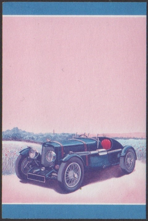 Funafuti 2nd Series 30c 1935 Aston Martin Ulster Automobile Stamp Blue-Red Stage Color Proof