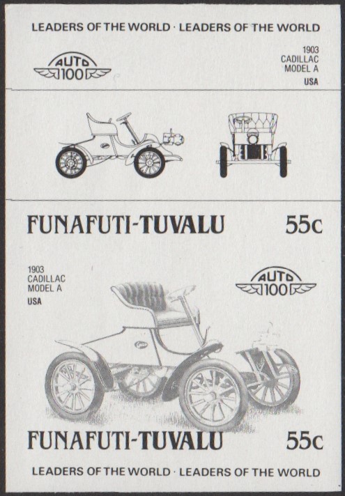 Funafuti 2nd Series 55c 1903 Cadillac Model A Automobile Stamp Black Stage Color Proof