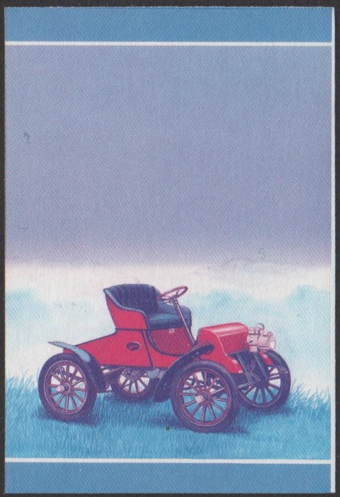 Funafuti 2nd Series 55c 1903 Cadillac Model A Automobile Stamp Blue-Red Stage Color Proof