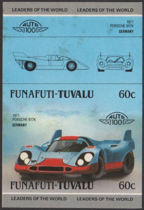Funafuti 2nd Series 60c 1971 Porsche 917K Automobile Stamp Final Stage Color Proof