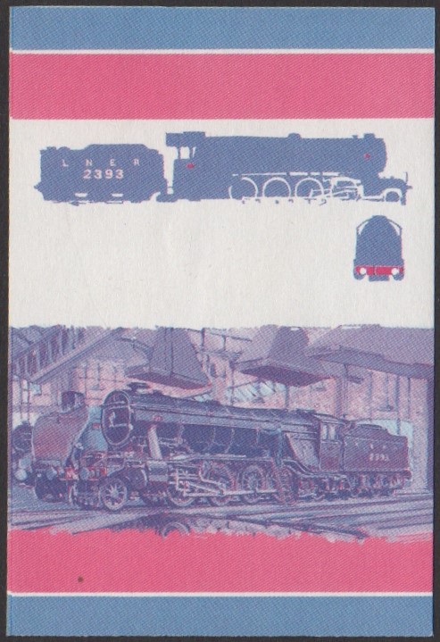 Funafuti 2nd Series $1.00 1925 Class P1 2-8-2 Locomotive Stamp Blue-Red Stage Color Proof