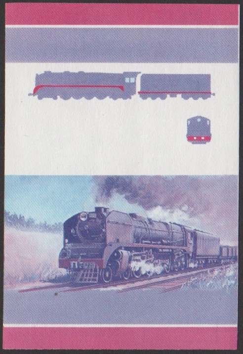 Funafuti 2nd Series 15c 1941 V.R. Class H 4-8-4 Locomotive Stamp Blue-Red Stage Color Proof