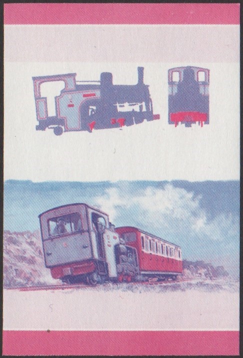 Funafuti 2nd Series 25c 1923 Eryri Cog Locomotive Stamp Blue-Red Stage Color Proof