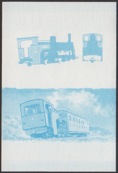Funafuti 2nd Series 25c 1923 Eryri Cog Locomotive Stamp Blue Stage Color Proof